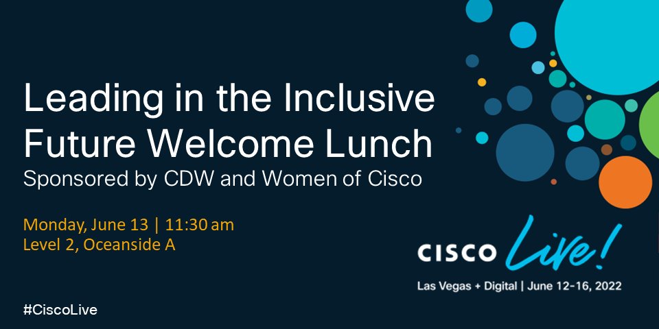 CiscoLive's tweet photo. Kick-off Cisco Live with us at the Leading in the Inclusive Future Welcome Lunch. Register today as space is limited. Open to Full Conference and Explorer Pass.
https://t.co/xD9yewaozr https://t.co/njWnCegEQj