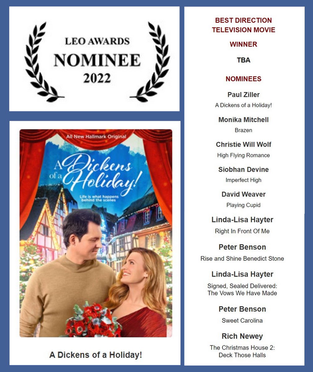 bgrhubarb's tweet photo. Congrats to Paul Ziller for his 2022 @leoawards nomination for Best Direction in a Television Movie for @hallmarkchannel's A Dickens of a Holiday!
https://t.co/6CuLosy8i6
#leoawards2022 #bctelevision #leoawards #bcfilmtelevision #bcfilmindustry #ADickensOfAHoliday https://t.co/aYttLMHwjL
