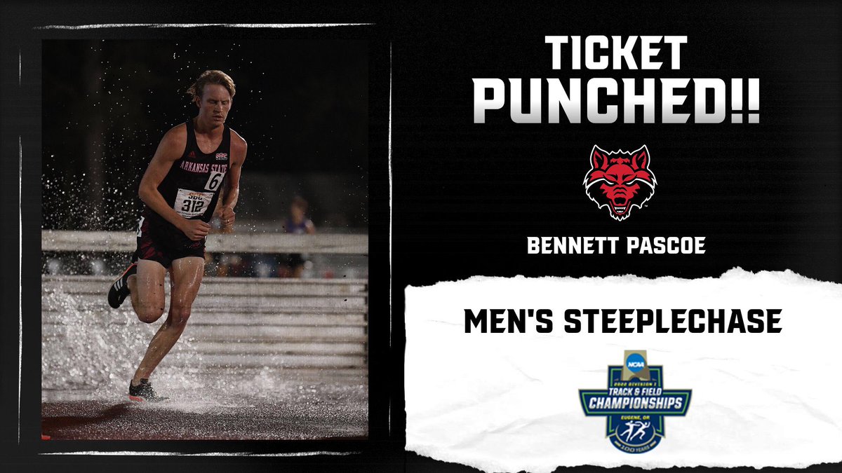 ASTATETRACK's tweet photo. He’s headed BACK to Eugene!! @WhoisHughPascoe places 10th in the steeplechase with a time of 8:39.46!

#WolvesUp🐺 | #NCAATF https://t.co/NyCibmCjNW