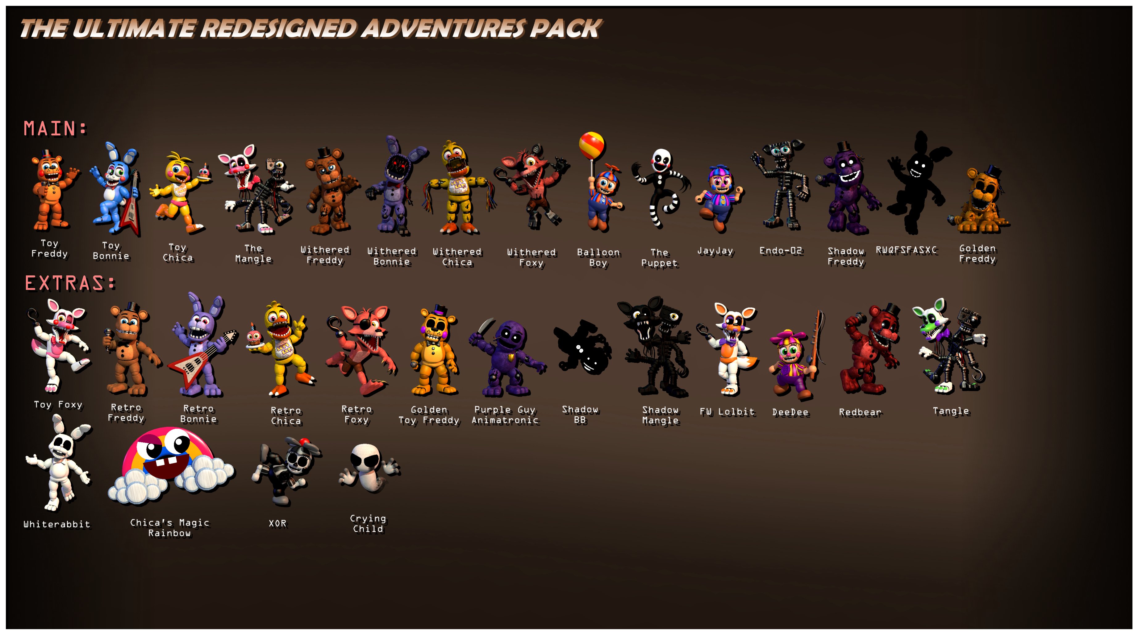 Ultimate Redesigned Adventures Pack on X: Blender 2.79 release of the URAP Five  Nights at Freddy's 4 / Help Wanted Pack! Download it on Deviantart now!    / X