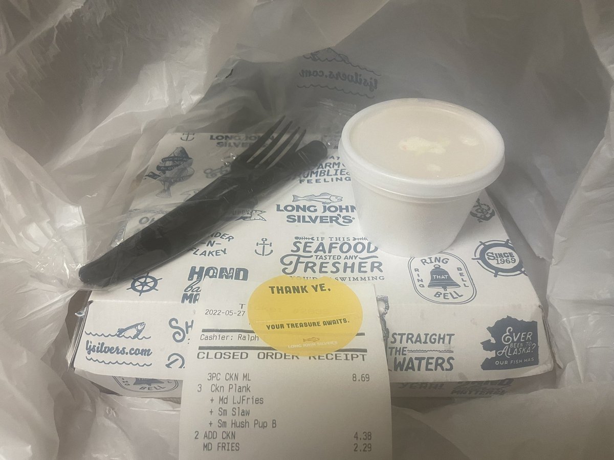 Thank Ye <a href="/longjohnsilvers/">Long John Silver's 🟡</a> for the single bite of cole slaw. #whatisthat