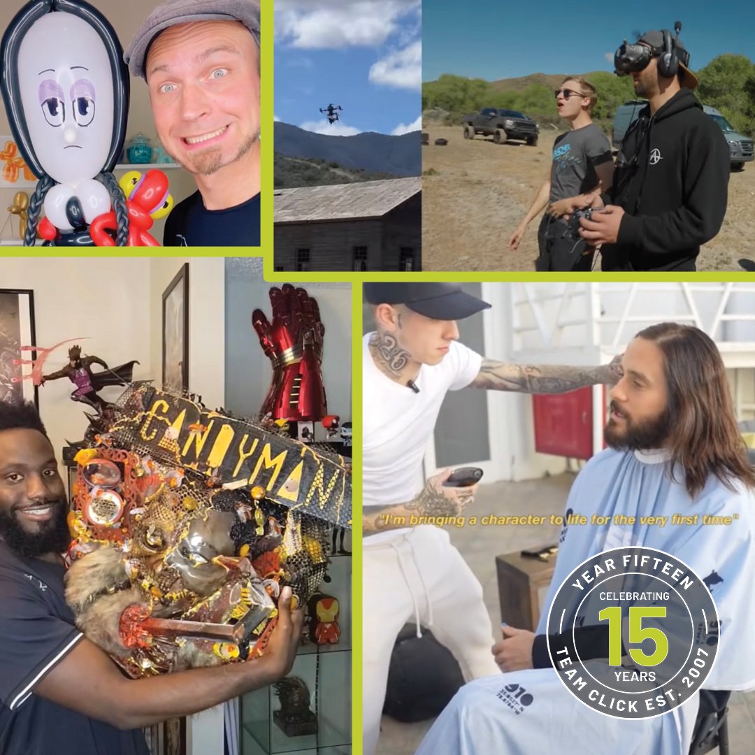 We skipped Light Speed and went straight to Ludicrous in Year 15! Promo production ramped up w/ with tons of excellent kits, a rise stellar PR hits w/ puppy interviews, talent wearing our swag, &amp; amazing influencer activations! #click15 #teamclickorigins (1/2)