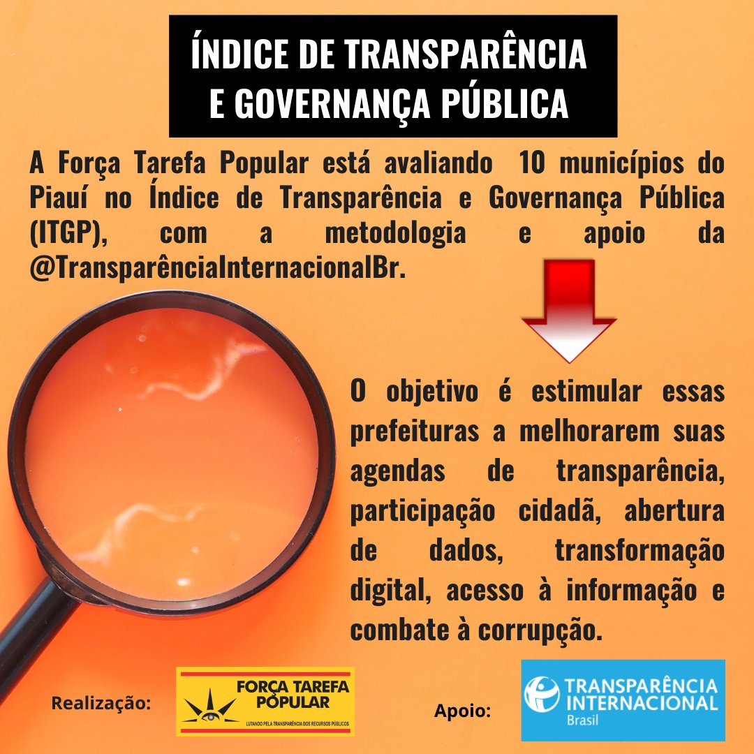TvVenceremos's tweet photo. ✍️Em julho divulgaremos os resultados da 1ª avaliação por meio do Ranking de Transparência e Governança Pública! 🤏Você consegue imaginar qual é o nível que sua cidade está: ótimo, bom, regular, ruim ou péssimo? Comente! #ITGP Da Assessoria de Comunicação da FTP-PI Socorro Silva. https://t.co/XETPSUXUWD