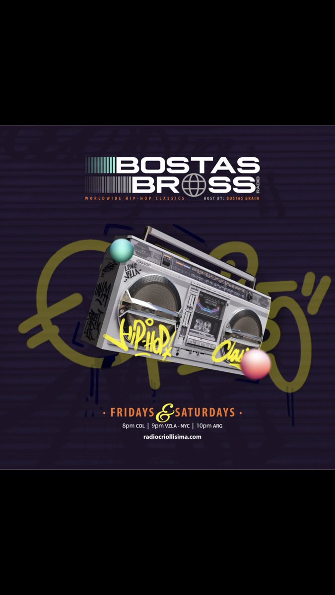 Brothas and Sistas!!!!!no se pierdan hoy y mañana a las 9pm Vnzla y 9pm Ny BOstas BroSS Radio Nyc desde radiocriollisima . com ., con lo mejor del Hip Hop Internacional