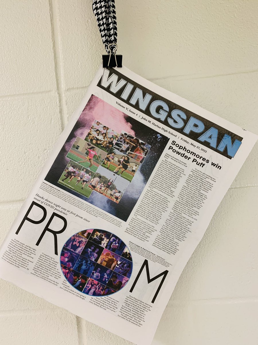 harlanhawkmedia's tweet photo. WINGSPAN: The final issue of WINGSPAN hit the hallways today. If you missed your copy during lunches, drop by C101 and grab one hanging out waiting just for you.  @NISDHarlan @HarlanPtsa @Harlan2022 @HarlanHawks23 @harlanhawks2024 @Harlan_2025 https://t.co/WR1UAZs9Vq
