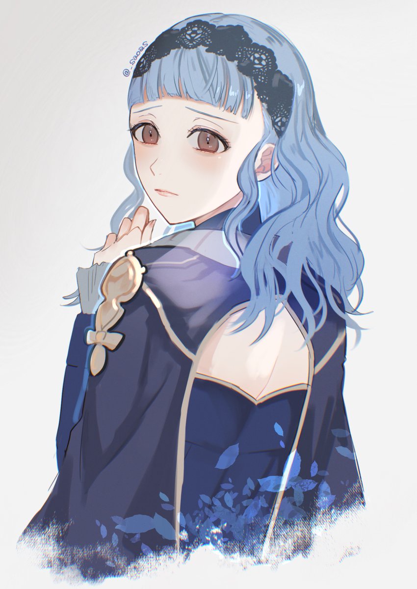 marianne von edmund 1girl solo blue hair official alternate hairstyle hairband brown eyes official alternate costume  illustration images