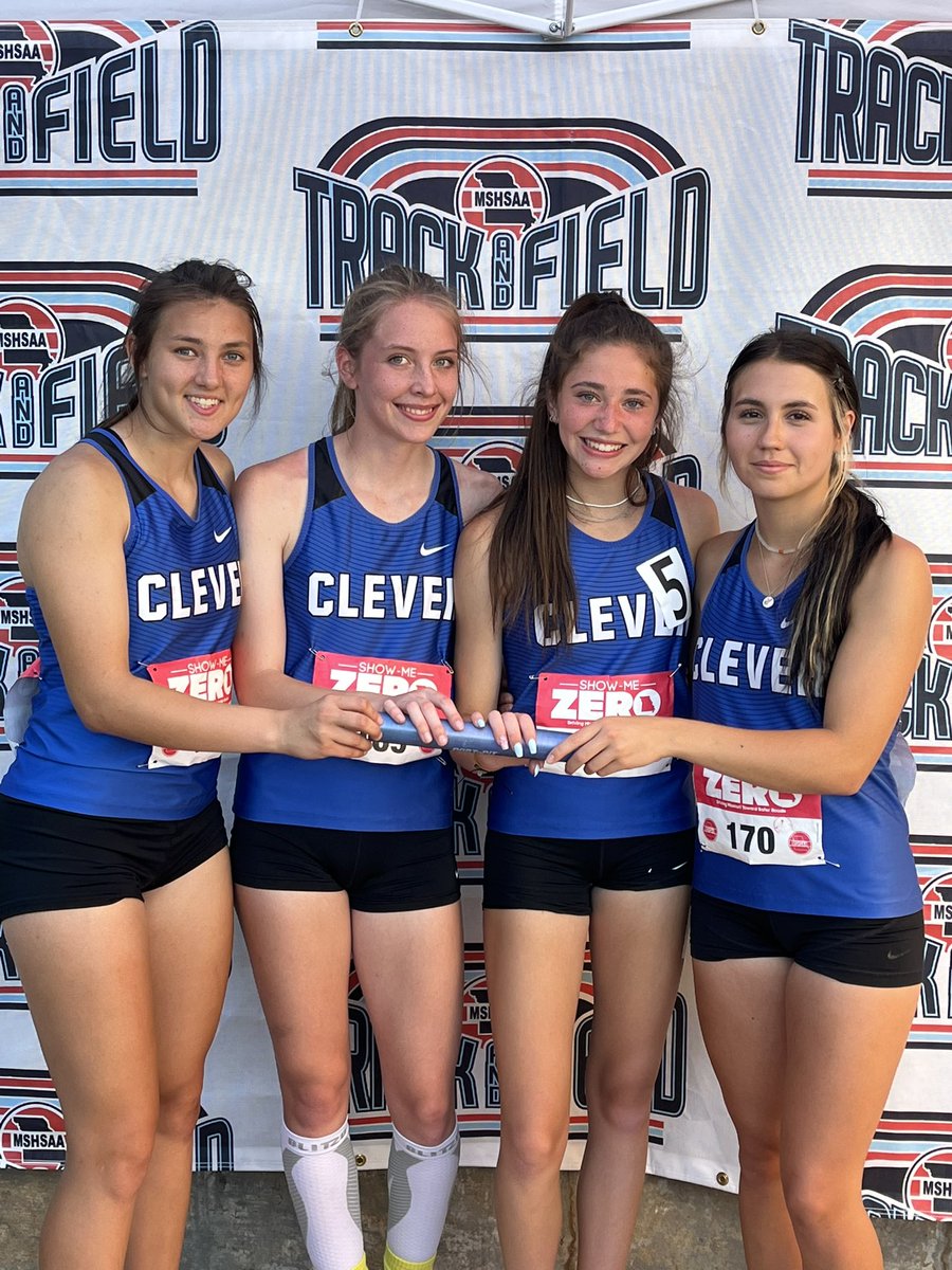 Congrats to these 4 on killing it in the 4 by 400 and breaking the school record by almost 3 seconds with a time of 4:13.14! They advanced to the State Finals! <a href="/cleverathletics/">Clever Athletics</a>