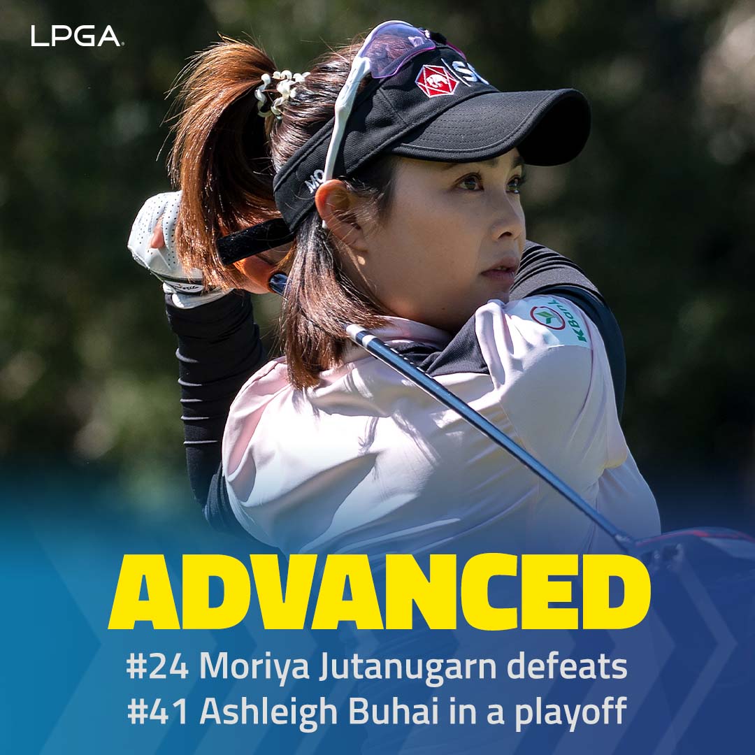 LPGA's tweet photo. Three matches and one playoff hole later and @MJutanugarn punches her ticket to the round of 16 💪 https://t.co/qAbLVzJc8p