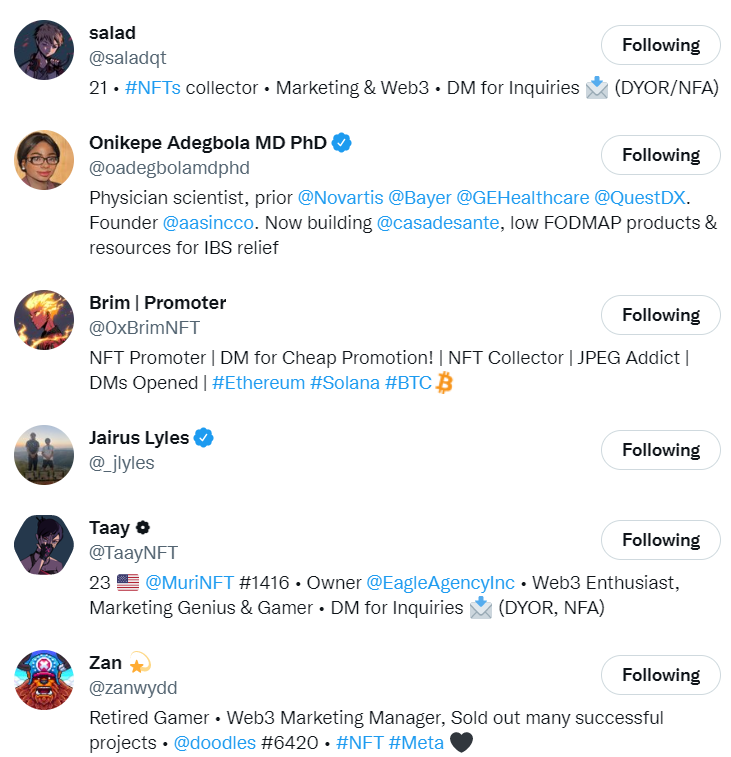 glithchy's tweet image. i logged back in on twitter after months of inactivity and suddenly i follow hundreds of nft trash. literally fuck this. there's almost a hundred of them i think. i secured back my account but unfollowing each of them will take so long.

but ye nfts are such a legitimate business