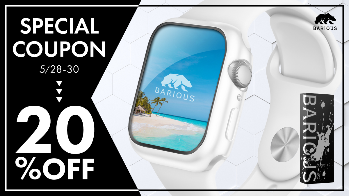 BariousOfficial's tweet image. ＼　20％OFF sales campaign！　／

新色・ホワイトをお得に手に入れるチャンス！ぜひお見逃しなく！

Apple Watch用 防水保護ケース
BARI GUARD 3 Waterproof Case White
40mm・44mm

ご購入はこちらから
amazon.co.jp/BARIOUS-BARIGU…