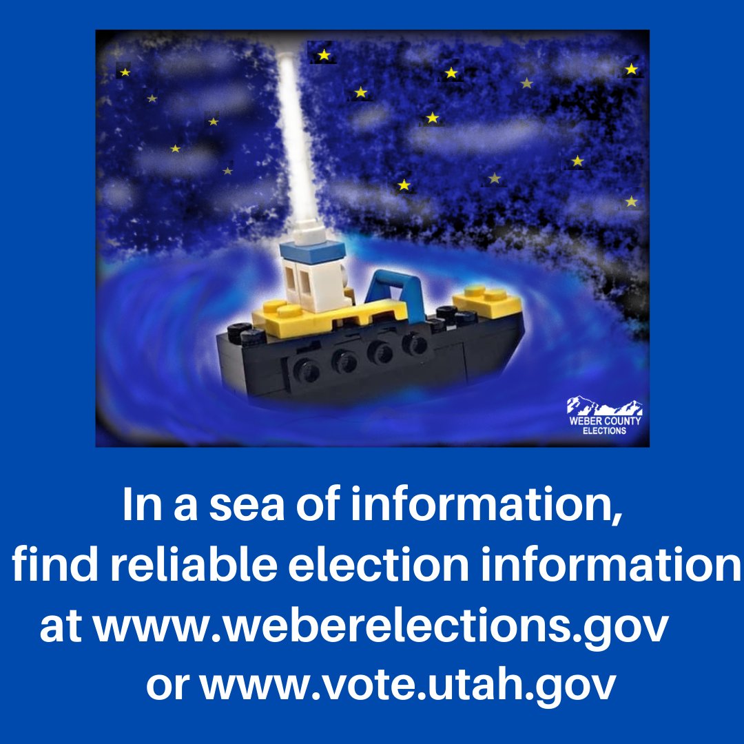 WeberElections's tweet photo. In a sea of information find reliable election information at https://t.co/ulyQPZbEXG OR https://t.co/3OW4rYjHRf 
#psa #themoreyouknow #weberelections #utpol #trustedandsecure #utahvotesbymail #LEGOart https://t.co/MNHYQm2cRw