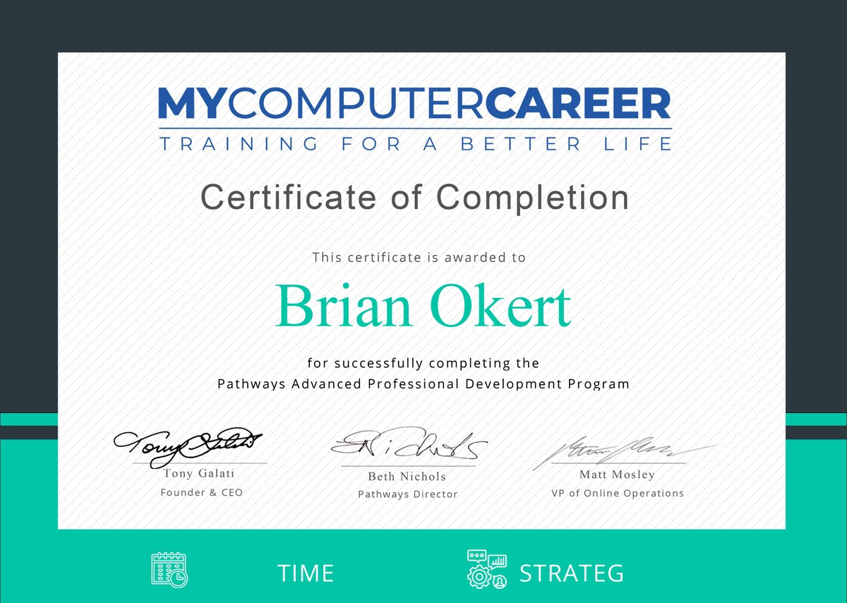 ElTech0's tweet photo. Looky Looky Looky what I got Today!!! #CSS #Diploma from #MyCC + the #Cerfication for both #Pathways 1. Personal Development Program and 2. Advanced Professional Development Program.
I cannot say enough good things about
@mycompcareer
Thank You!!
2 steps down... 2 ta go!!! https://t.co/Hhl5XlBg6Z