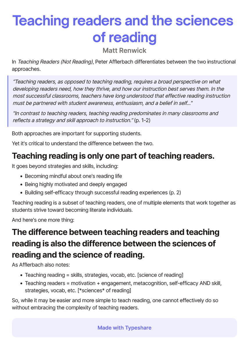 The difference between teaching readers and teaching reading