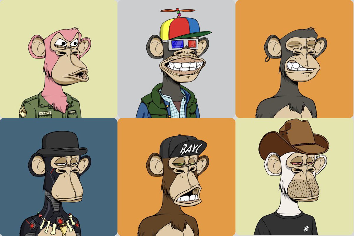 Recently received 3 Bored Apes as part of a trade (top row)… 

Used a total of 35 $ETH to upgrade them all to the 3 Apes you see in the bottom row… 

How did I do? 👀

#BAYC 🦍
