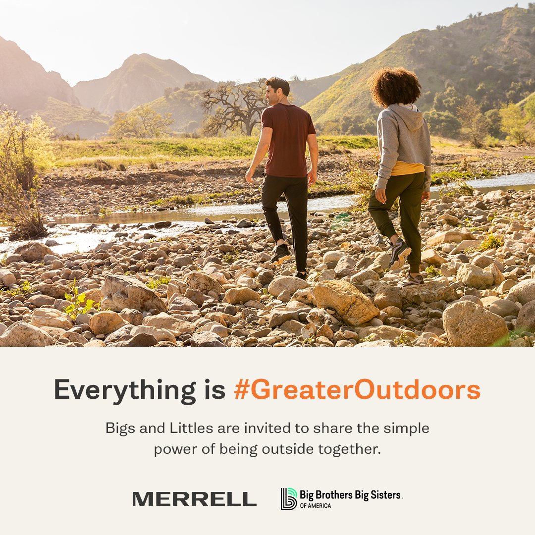 BBBSA's tweet photo. Discover the outdoors this Great Outdoors Month! Bigs and Littles are invited to share the simple power of being outside together. Share your outdoor experiences on social media using #BBBSMerrell to be entered to win prizes from @merrelloutside Submissions due June 30, 5 pm ET! https://t.co/MGYT9eXRhj