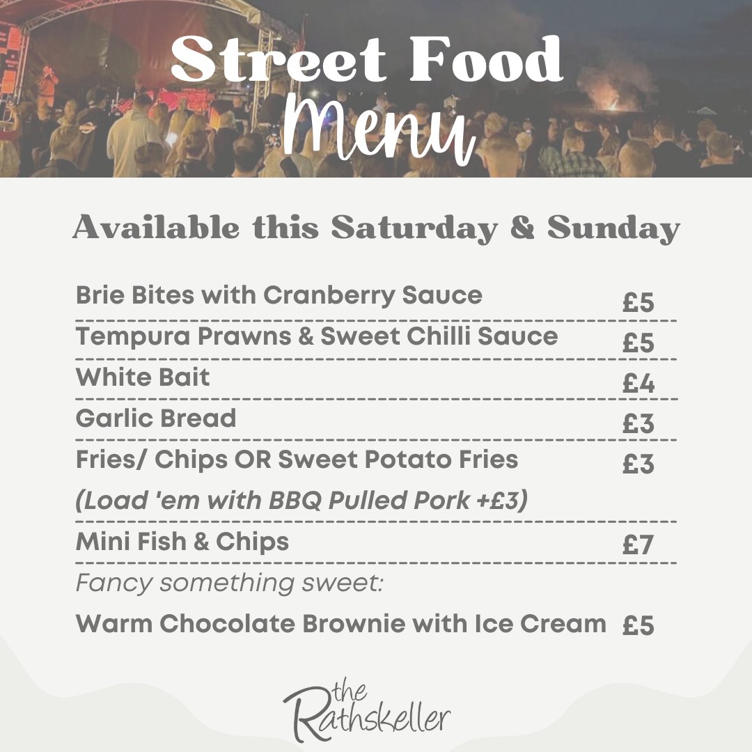 🍟 Street Food Menu 🍟

This weekend we will be offering a selection of delicious snacks for the Hanse Festival!🍴