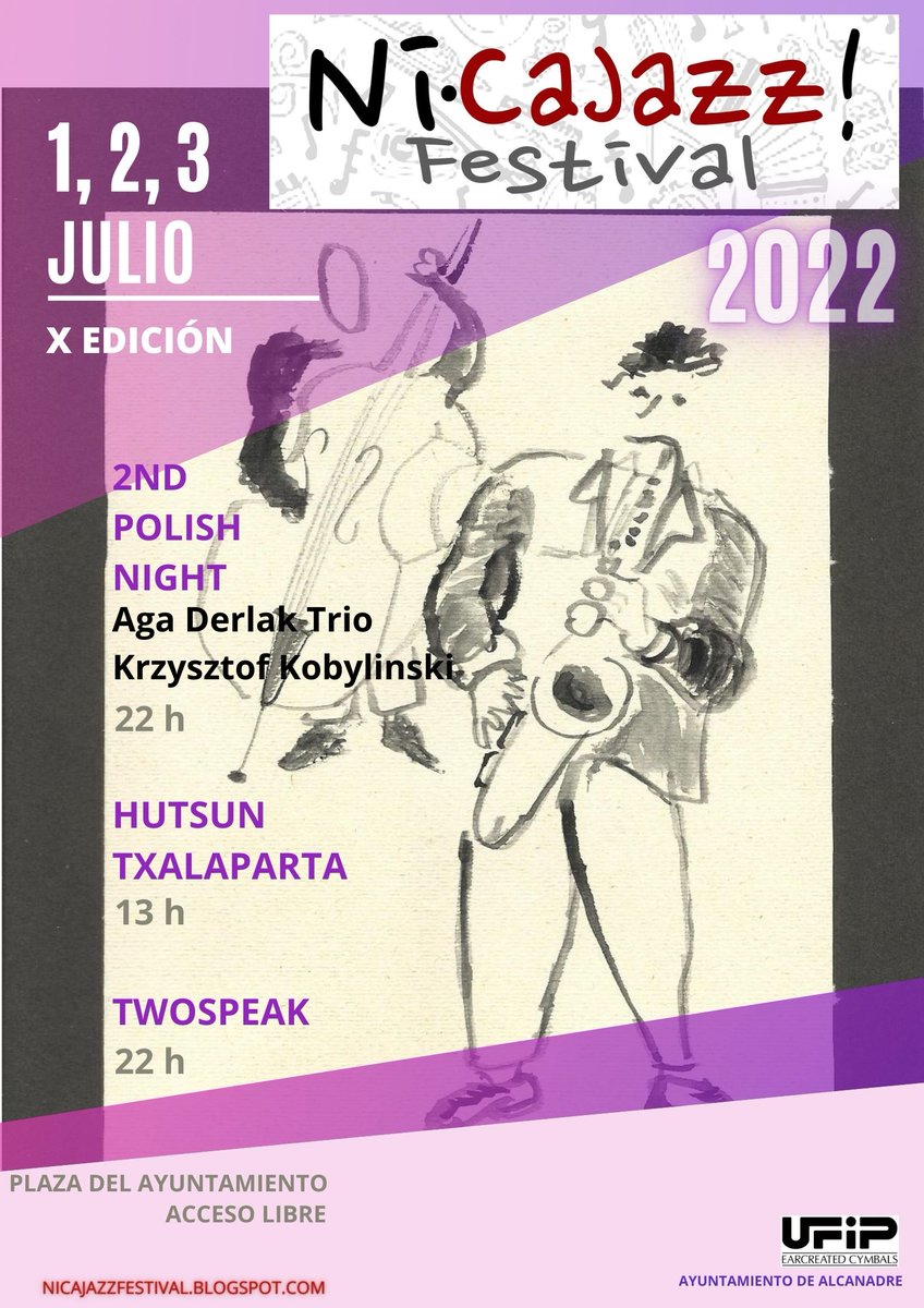 TommyCaggiani's tweet photo. ¡¡¡EMPIEZA EL VERANO MUSICAL!!! Tres semanas para la X Edición del Ni Cajazz! Festival. Una cartelera de primera: concierto doble de Polonia, txalaparta del País Vasco y Jazz progresivo de  Inglaterra!!! No te lo puedes perder!!! https://t.co/bHdfy0y3WX