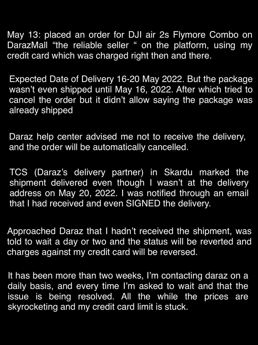 balti_on_bike's tweet photo. One the worst online shopping experiences of my life. Really shitty service by @darazpk
Pathetic complaint resolution mechanism and customer service. Criminal action by @tcs_couriers (Daraz’s delivery partner) where they claimed I had received and signed delivery. https://t.co/1xjhgEmaS0