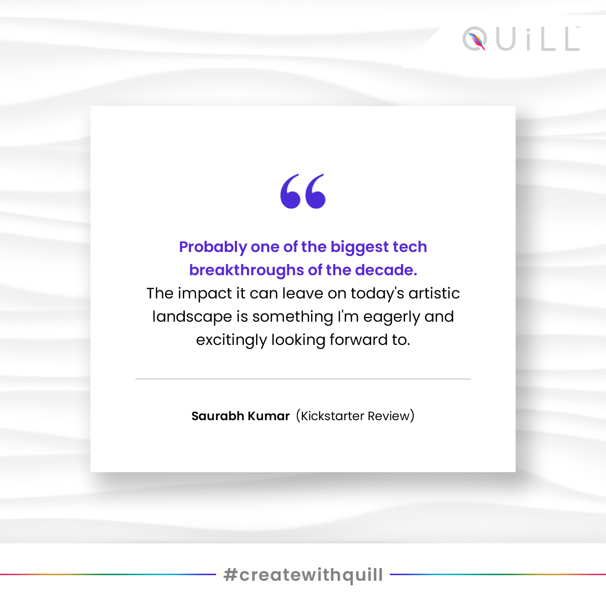 We are feeling the excitement from our backers for Quill. The entire world is excited to experience the color-picking marvel in all its glory. 

Visit our Kickstarter page and join in on the fun - kickstarter.com/projects/tooli…

#Quill #Qube #art #digitalart #nft #nftartists #newartists