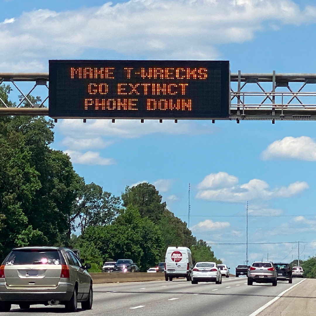 VaDOT's tweet photo. Being a dino-mite 🦕 driver is simple. Put your #PhoneDown, focus on the road and do your part to make #TWrecks 🦖 go extinct. That would be roar-some!
#JurassicWorldDominion #JurassicWorld https://t.co/Y4hIswRPnz