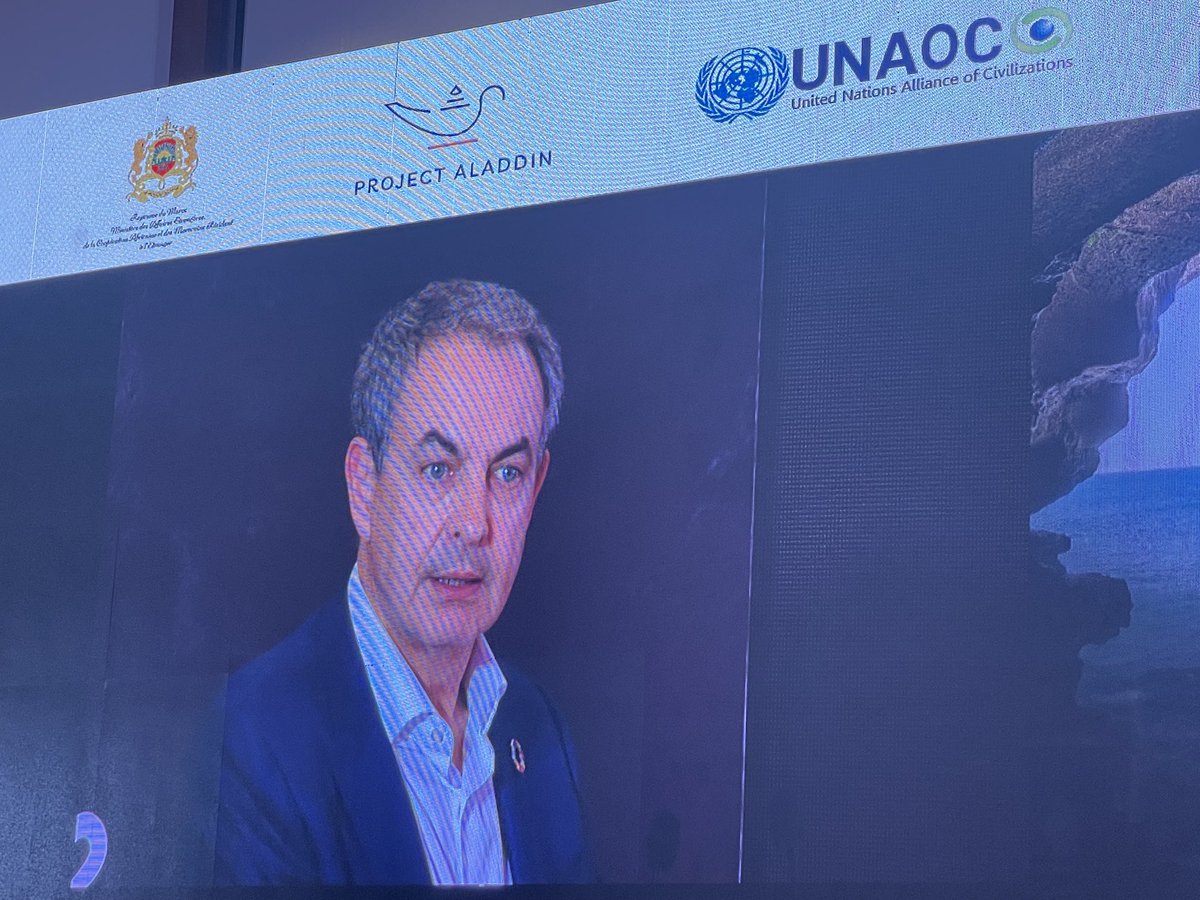 nsaad777's tweet photo. HE Jose Luis Zapatero, Frmr Prime Minister of #Spain addressing a special session of the #TangierDialogue organized jointly by @UNAOC @ MFA_Morocco & @ProjetAladin
Coming Together as one, building alliances of understanding not walls of division https://t.co/X0ptnWgQWK