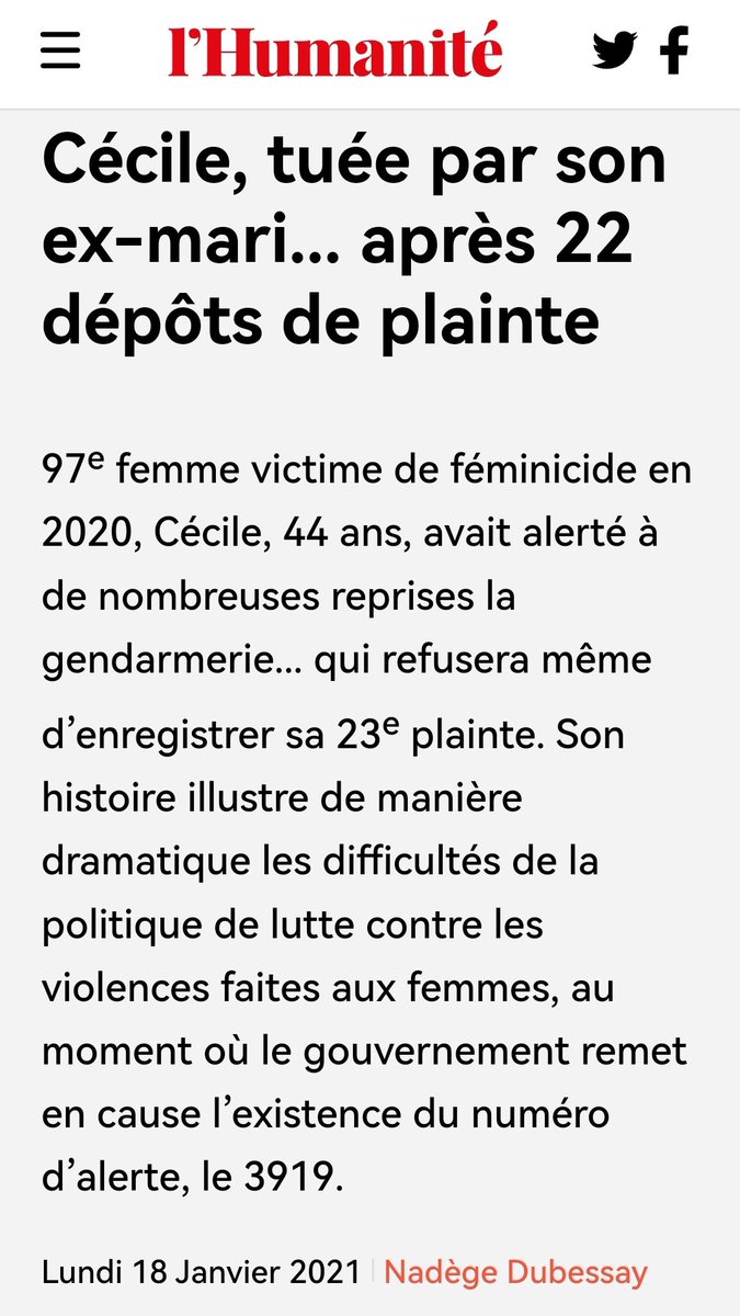 Babar_le_Rhino's tweet image. Cécile n'a pas eu la chance de voir 10 gendarmes venir chez elle pour « prendre en compte cette personne qui s'était présentée comme victime »

Sa 23ème plainte a été refusée

Elle est morte