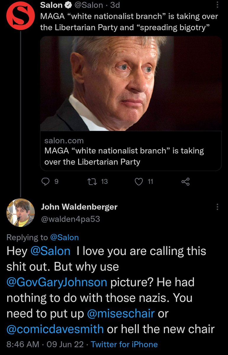 LoserBrigadeLs's tweet photo. Gary Johnson is the face of white supremacy. Get over it Walmartburger https://t.co/RI9FvHNZXj