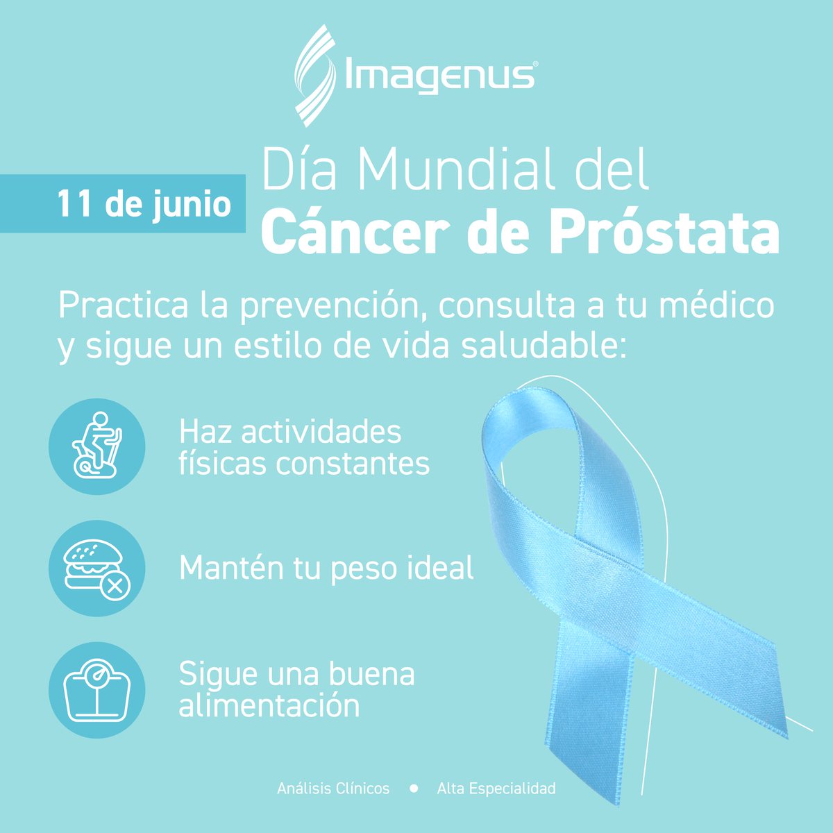 Imagenus's tweet photo. 💁‍♂️A partir de hoy, toma en cuenta que la prevención es la opción para escuchar a tu cuerpo para evitar padecimientos silenciosos como el cáncer de próstata. 
👨‍⚕️Lo recomendable es hacer estudios periódicamente a partir de los 40 años. #DíaMundialDelCáncerDePróstata https://t.co/kpYllHlSG5