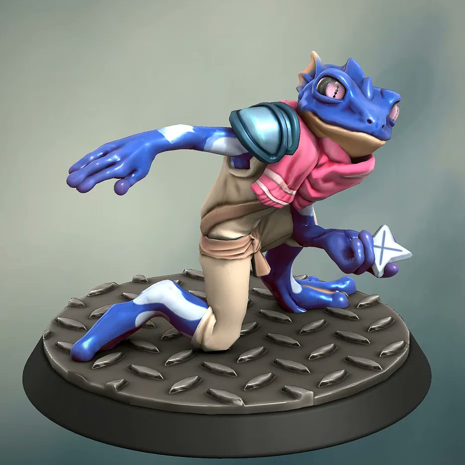 bugpysforge's tweet photo. Greninja is highly skilled in using a shuriken at near and far distances. He is agile and sneaky when hunting foes and quick on his feet when dodging.
#greninja #grung #frogfolk #monk #wayofthekensai #lawfulneutral #dnd #dungeonsanddragons #pokemon #dungeonsandpokemon #heroforge https://t.co/44GUAVgKUI