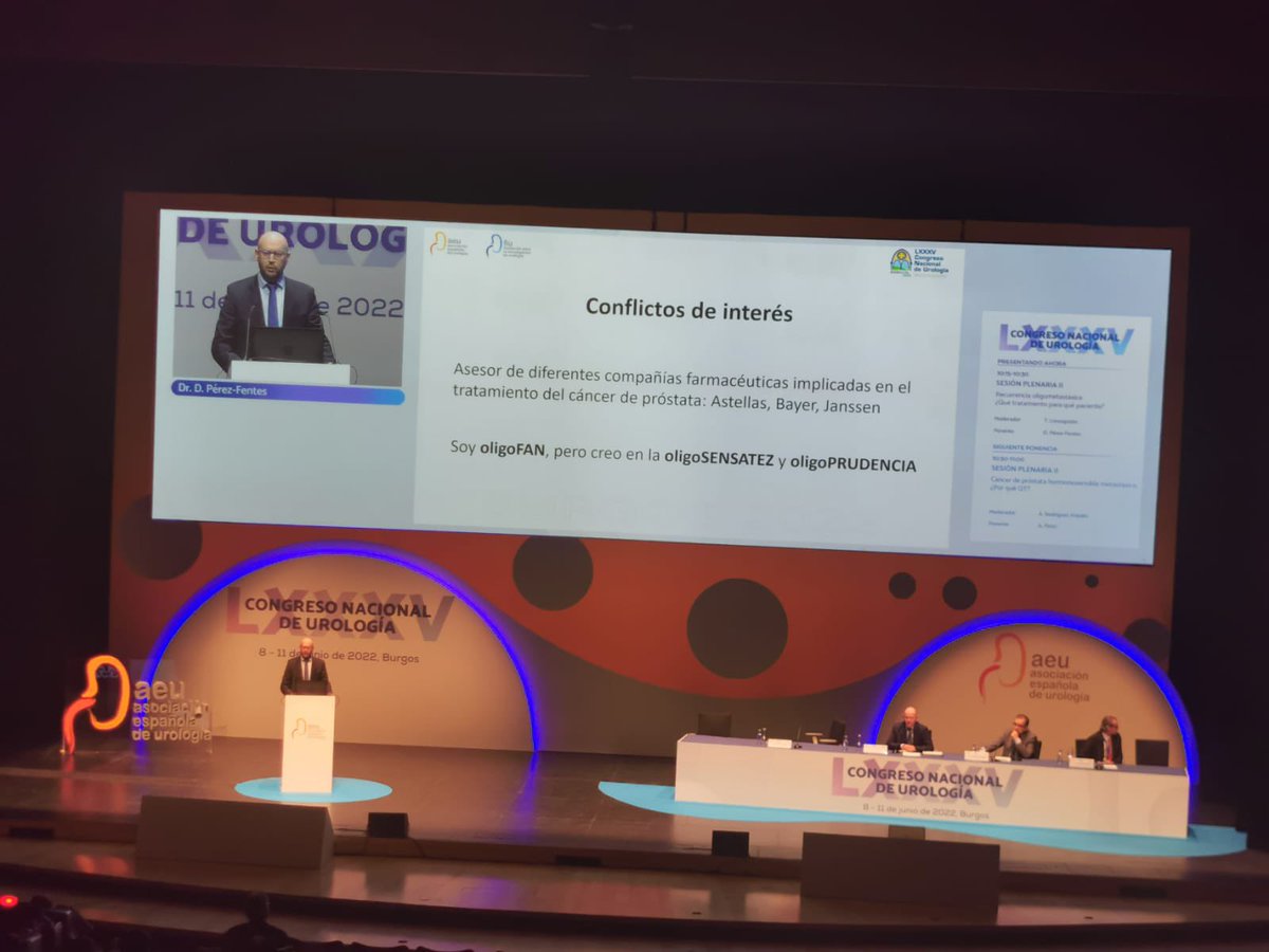 Gracias <a href="/InfoAeu/">AEU</a> por la invitación a participar en la Sesión Plenaria del LXXXV Congreso Nacional de Urología. Necesitamos generar más evidencia sobre el tratamiento de las oligorrecurrencias. Mientras tanto: oligoprudencia, oligosensatez y mucho trabajo multidisciplinar.