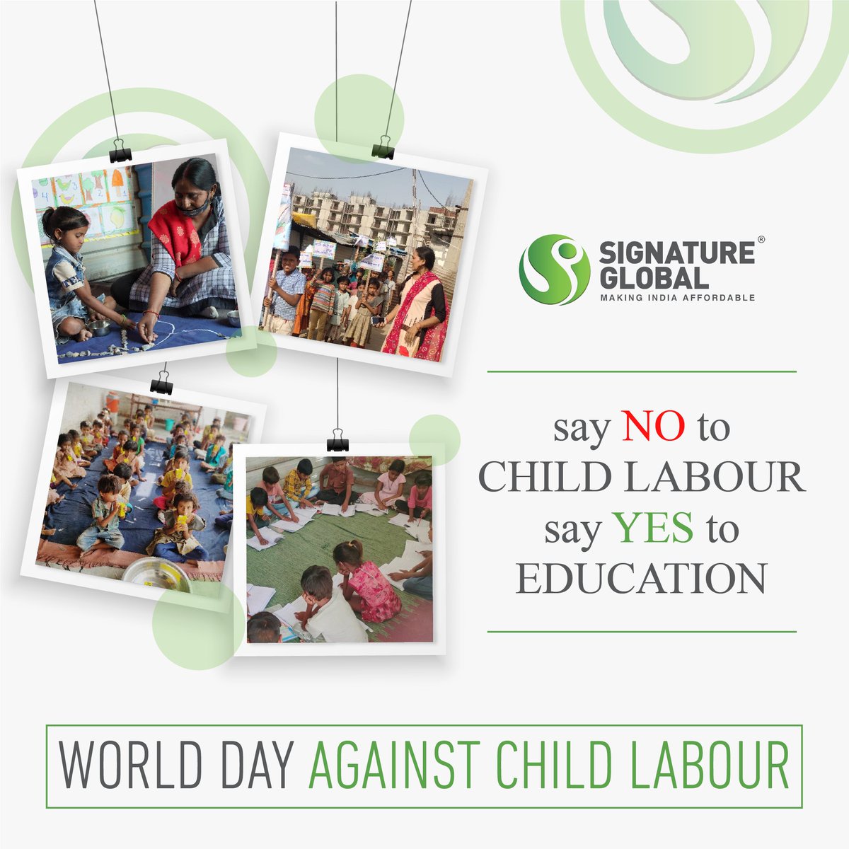 signatureglobal's tweet photo. Signature Global provides education &amp; food to the children of its construction workers at its sites so that one day they can build our country &amp; their future. We pledge against Child Labour. #TheWorldDayAgainstChildLabour #ChildLabour #SignatureGlobal #LifeAtSignatureGlobal https://t.co/ajruzlZHCV