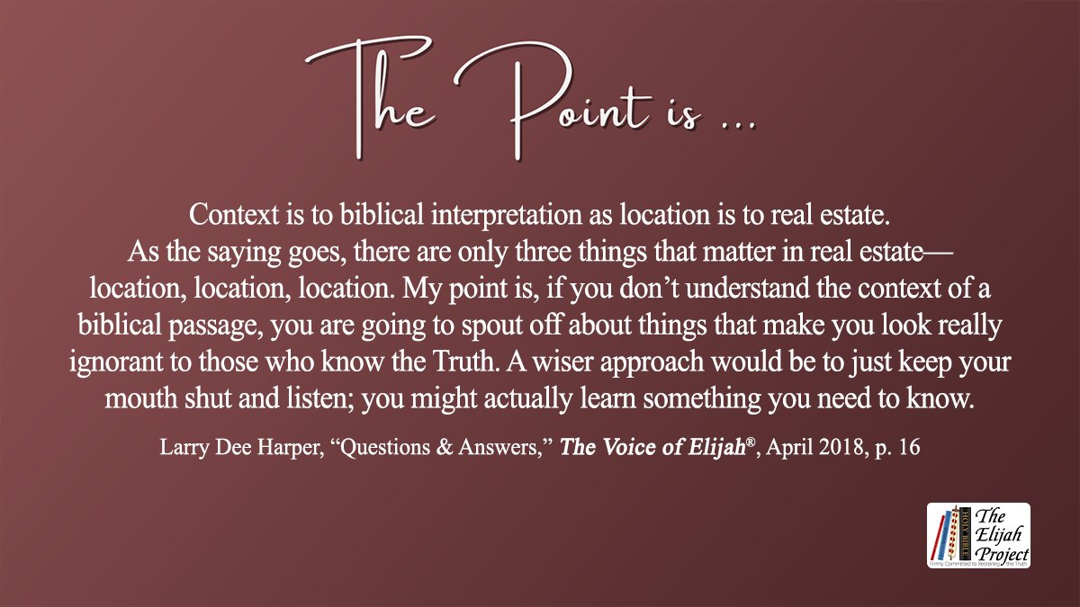 ElijahProject's tweet photo. Visit https://t.co/0S87JVEWA2!
#LarryDeeHarper #RestoringTheTruth #ThePointIs #TheVoiceOfElijah #Truth #Bible #Christian #SaturdayReads #picoftheday #scriptures https://t.co/0ItuPpGR29