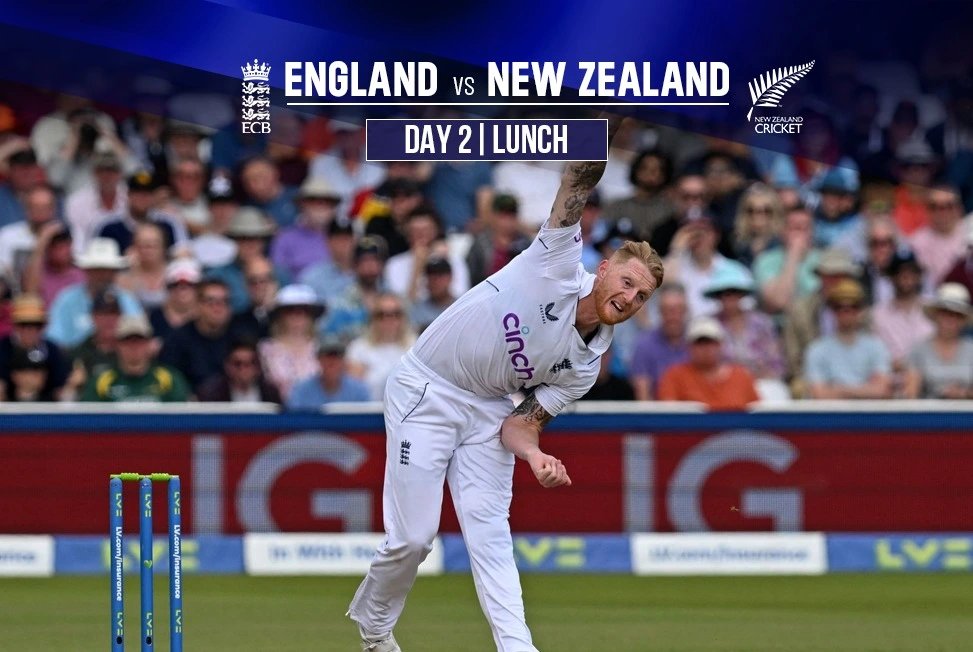 InsideSportIND's tweet photo. ENG vs NZ Live Score: Lunch: Daryl Mitchell &amp; Tom Blundell put NZ on TOP, NZ 412/5: Follow ENG vs NZ Day 2 LIVE UPDATES 

for more updates: https://t.co/t3rSpggwZs 

#ENGvNZ  #Darymitchell  #BenStokes @BLACKCAPS https://t.co/nieqLh69T7