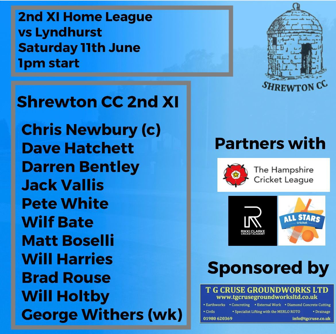 ShrewtonCC's tweet photo. π¨ TEAM NEWS SATURDAY 11th JUNE π¨
1st XI are away @AndoverCricket and the 2nd XI are at home welcoming @LyndAshCC . Go well lads π #weareshrewton #uptheshrews https://t.co/SIxNzCdxFJ