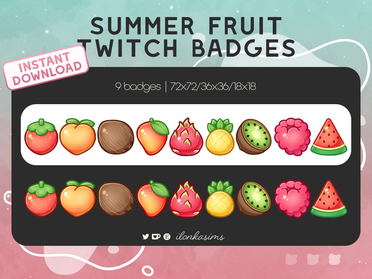 Strawberry Twitch Badges Twitch Sub Badges (Instant Download) 