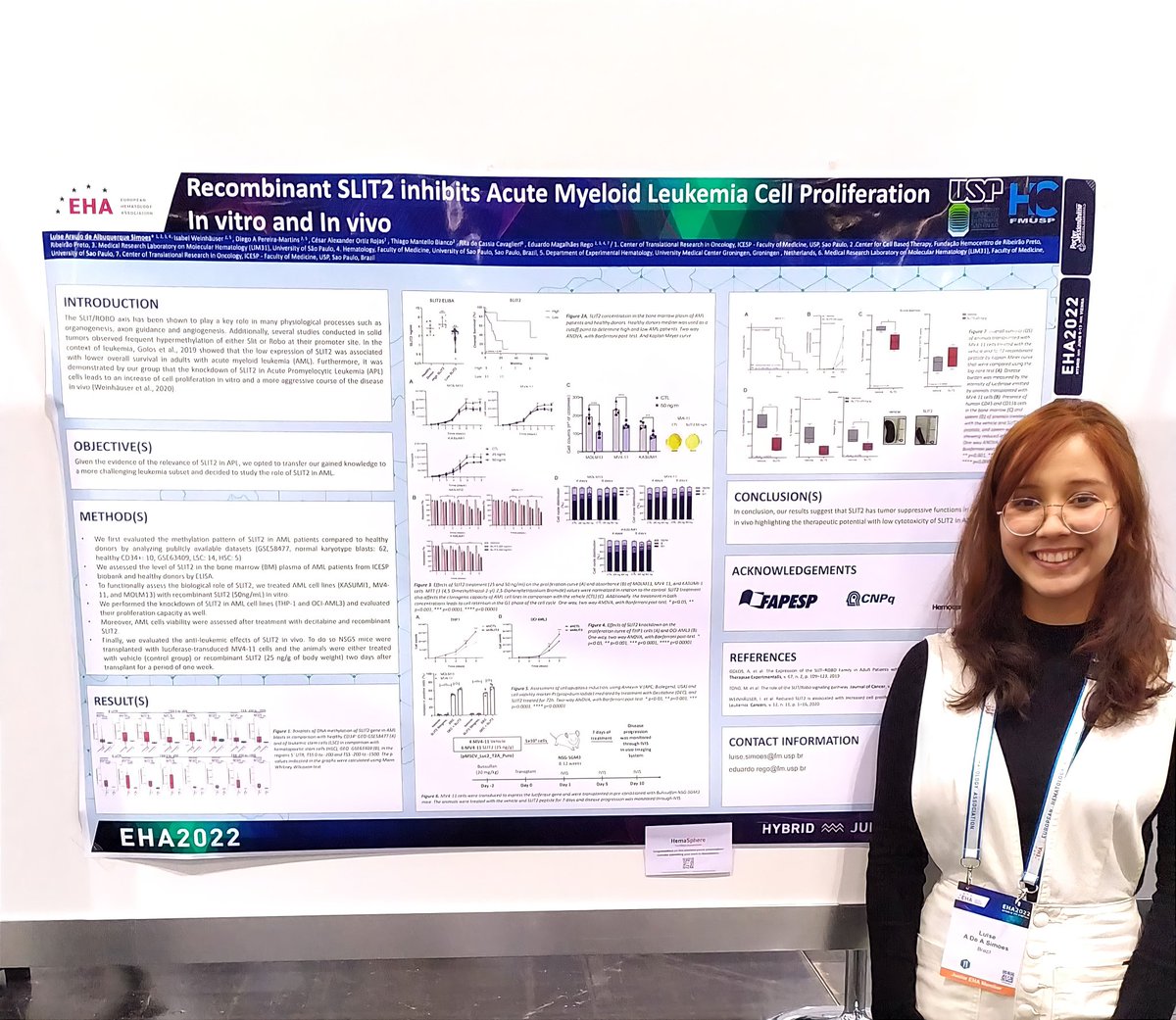 luisesimoes's tweet image. From yesterday&apos;s poster presentation at @EHA_Hematology #EHA2022. It was a great poster section with exciting abstracs and discussions. A special thank you to my supervisor Dr. Eduardo Rego, my colleagues @IWeinhauser @dap_martins and our lab @LIM31hemato @Icesp_. 

@cienciausp