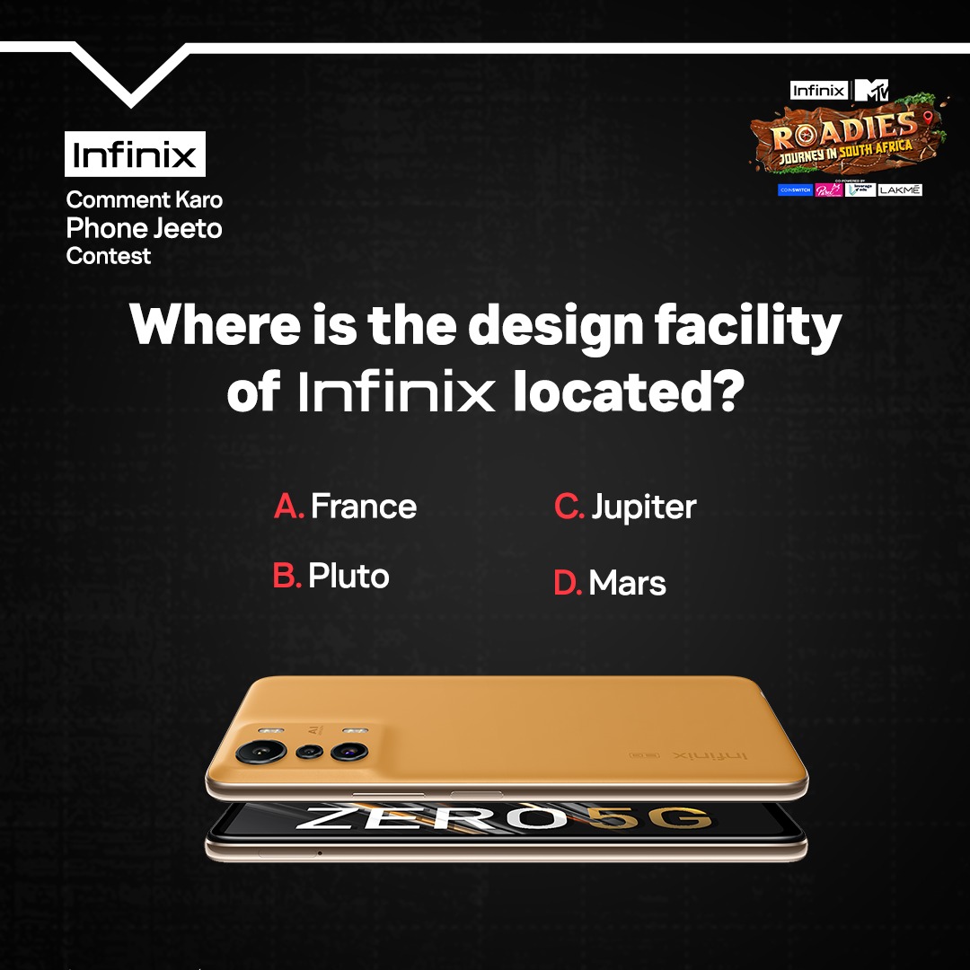 MTVRoadies's tweet photo. @InfinixIndia smartphone jeetne ka isse aasan mauka nahi milega by god!

Steps to participate:
-Comment your answer
-Follow &amp; tag @MTVIndia @MTVRoadies &amp; @InfinixIndia  

Watch the next episodes of Roadies Sat &amp; Sun at 7PM on @MTVIndia &amp; anytime on @justvoot https://t.co/Idvn3xMA1g