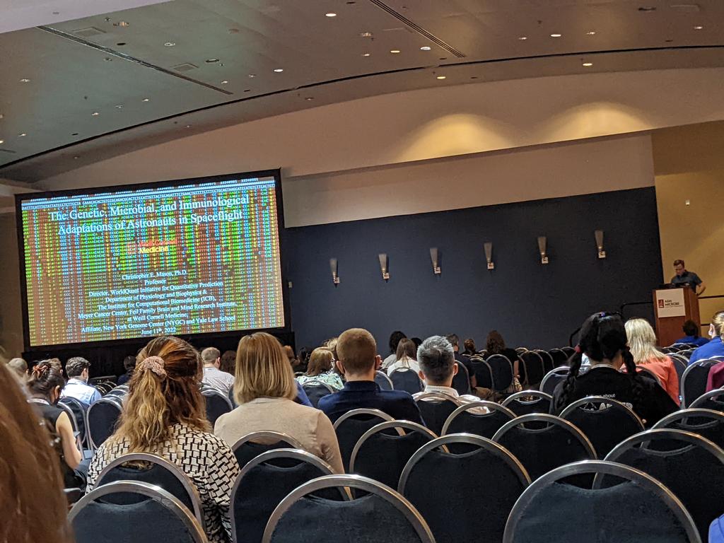 RJBennett33's tweet photo. Popped into the Microbiology in space session at #ASMS2022 this morning. What a fascinating set of research! Going where no microbiologist has gone before 🤣 #ASMicrobe https://t.co/fjpREG1Uku