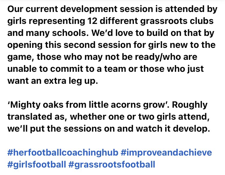 Please like and share (as I’m running the risk of being kicked out of every group I’m in for messaging every day 😉). 

‘Mighty oaks from little acorns grow’

It doesn’t matter how many come, even if it’s only 2 or 3, we’re putting the session on. 

#herfootballcoachinghub