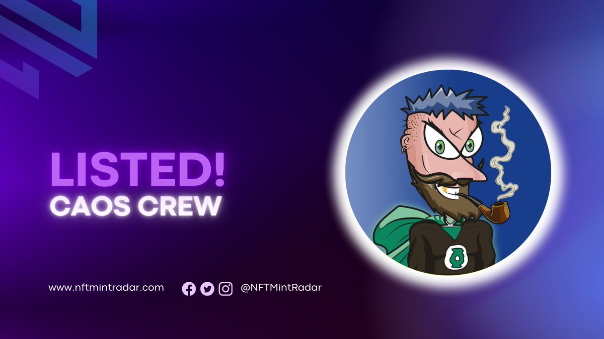 「🎉」Welcome! <a href="/caoscrewnft/">Caos Crew</a>「🎉」
➡️nftmintradar.com/nft-drops/caos…

Caos Crew is a collection of 8,888 unique collectible thieves, detectives, and underground characters that are living on the #Ethereum blockchain with proof of ownership🌐

#NFTs #NFTCommunity #NFTDrops #EthereumNFTs