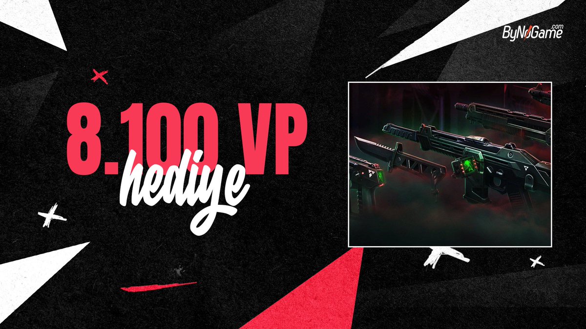 VALORANT'a Uzaylı Avcısı skin setinin eklenmesi şerefine sizlere harika bir hediyemiz var! 🥳

<a href="/bynogame/">ByNoGame</a> sponsorluğunda 1 kişiye 8.100 VP hediye ediyoruz! 

✅ Bizi ve <a href="/bynogame/">ByNoGame</a>'i takip et,
♻️ Bu tweet'i RT'le!

📅 Son katılım tarihi: 14.05.2022