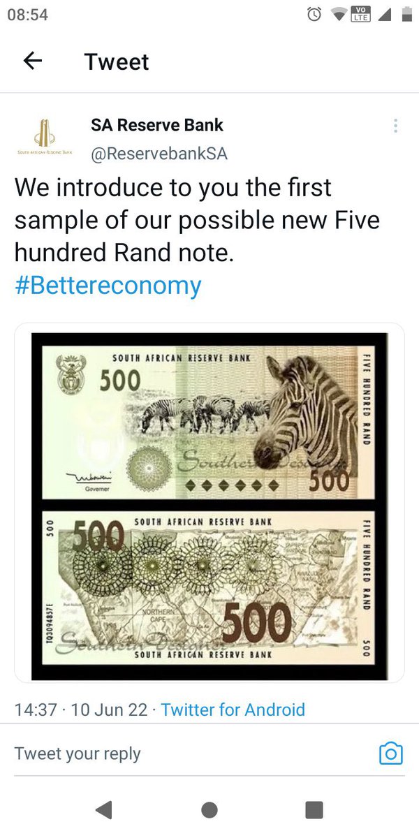 Please note that this is a fake account and has been reported to Twitter. SA Reserve Bank is not planning to issue a R10 coin nor a R500 note.