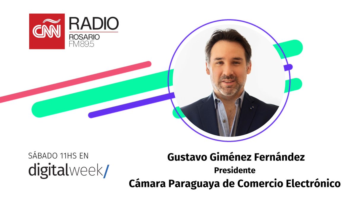 DigitalWeekARG's tweet photo. #eCommerce 

🗨️Este sábado desde las 11hs am 🇦🇷/ 10hs 🇵🇾exploramos en @CNNRadioRosario con  Gustavo Giménez Fernéndez , Presidente de @capaceparaguay el @eCommerceDay #Paraguay ! 

🎧FM 89.5 https://t.co/4q9pFiNG5G   

#CNNRadioRosario #DigitalWeek #explorandoelfuturo https://t.co/PPKNzn3O9R