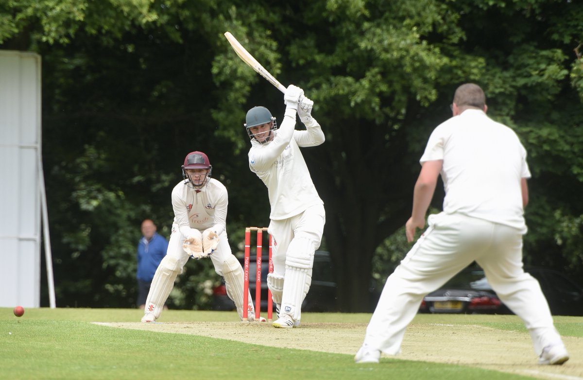 Bracebridge Heath's captain Kit Spence (90 not outs) batting against <a href="/skegness_c_c/">Skegness cc</a> at Cross O'Cliffe Court. BBH are currently 191 for 2 after 33 overs