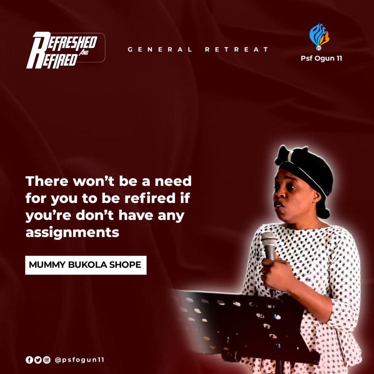 PSFOgun11's tweet photo. There won’t be a need for you to be refired if you’re don’t have any assignment.

- Mummy Bukola Shope

#RefreshedAndRefired
#PSFOgun11 https://t.co/eWo6Y9WQwM