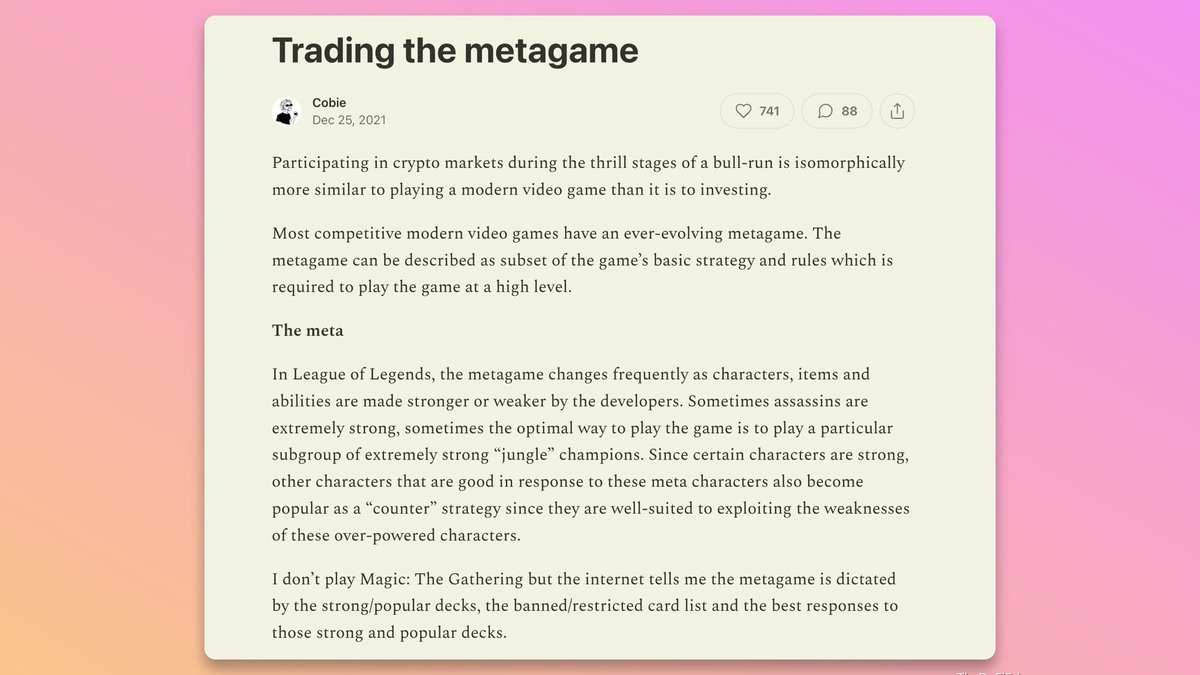 Trading the metagame - Cobie