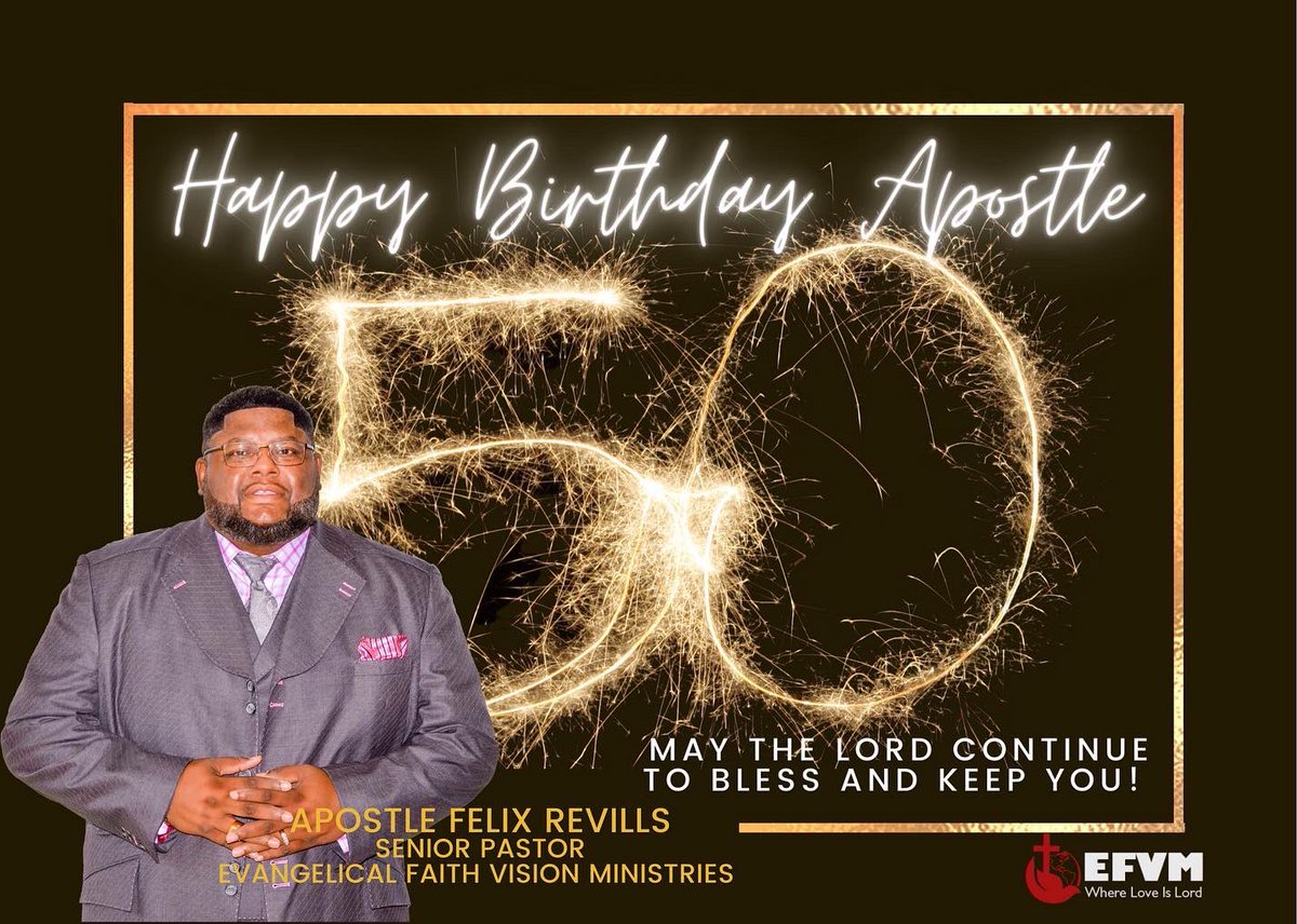 efvm_hq's tweet photo. Happy Birthday Apostle! We love and appreciate you for all you are and all you do! You’re simply the best! In honor of Apostle’s 50th birthday, we’re hosting a birthday rally! If you’d like to participate, submit your gift through PayPal, Givelify, Cash App, cash, or check! #EFVM https://t.co/uBd6BRE0v7