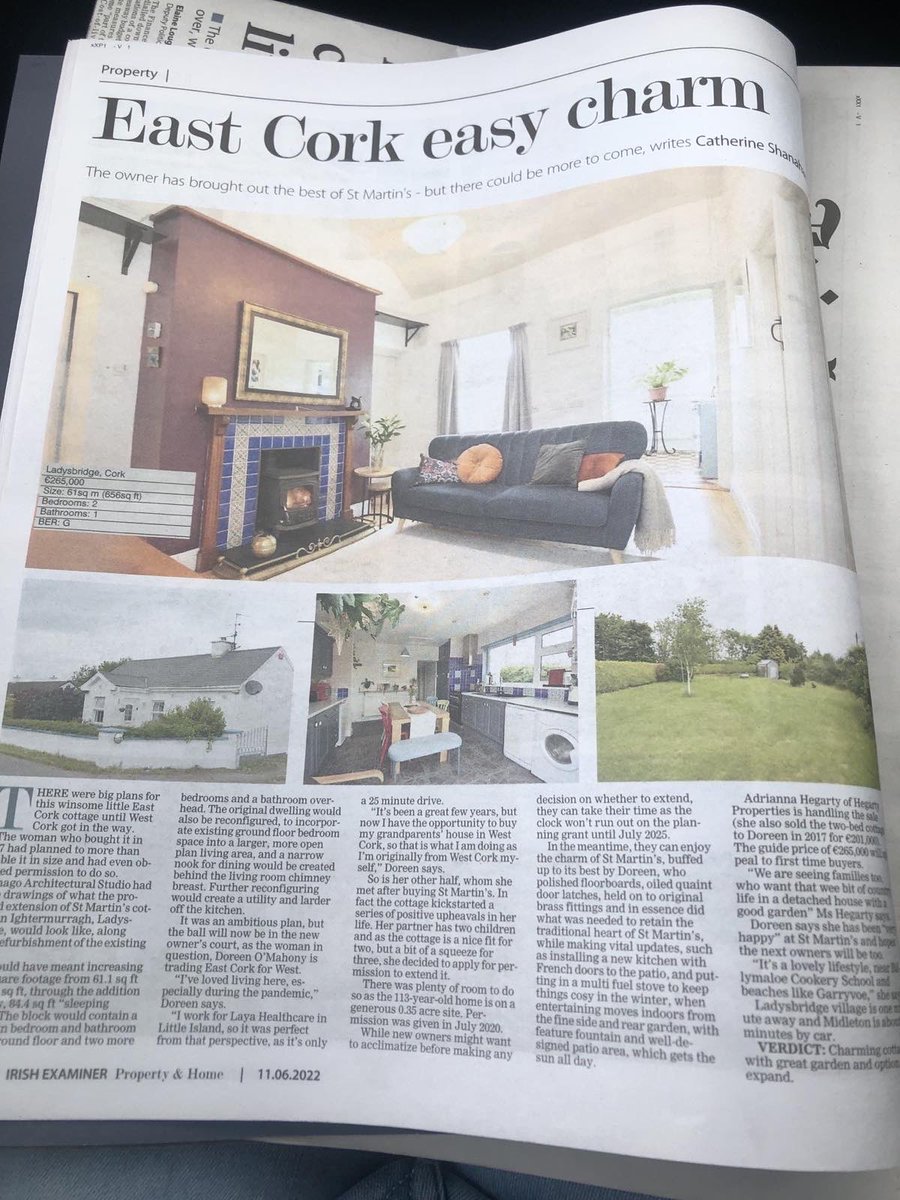 Dorasbeag's tweet image. Sad to be moving on from EastCork but delighted with today’s write up in @irishexaminer property page