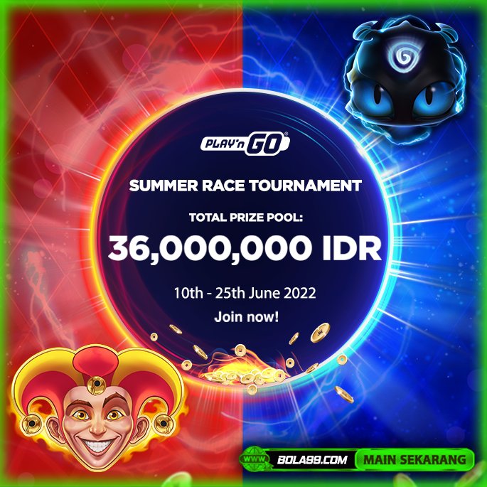 Bola99com's tweet photo. Tournament Play'n Go "Summer Race" 

Berhadiah Total 36 juta ! Prize ini bisa kamu dapatkan jika bergabung bersama Bola99 !

#bola99 #slotonline #bonusslot #bonusslotonline #playngo #slotgacor #eventslot https://t.co/gEQTcw2pvX