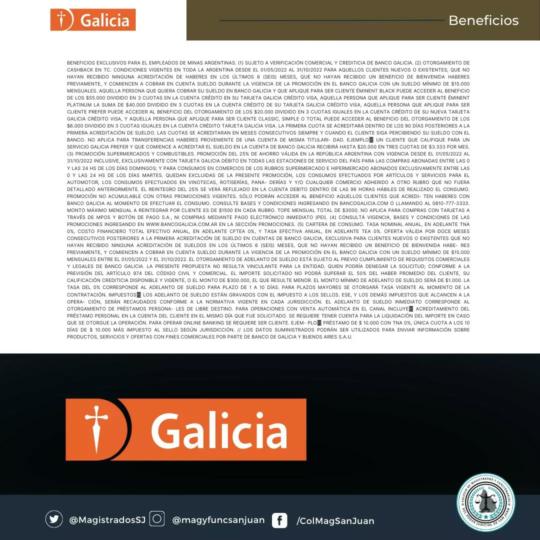 MagistradosSJ's tweet photo. .
#NUEVOBENEFICIO para nuestros asociado/as.
.
#BancoGalicia #beneficios #asociados #magistradosyfuncionarios #SanJuanArgentina 
.
Envianos WhatsApp para más información 👇
264 5649019
https://t.co/aU7vfHFKVJ
colegiomagistrados@gmail.com
.
Márketing Digital
@prestigiasocialmedia https://t.co/BRysQno1iy